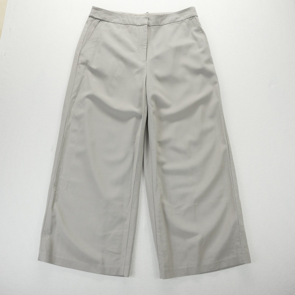 Eileen Fisher Grey Wool Blend Wide Leg Cropped Pants Trousers Size M R6IP-4